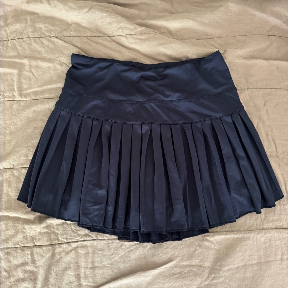 Blue Mini Skater Skirt with Pleats